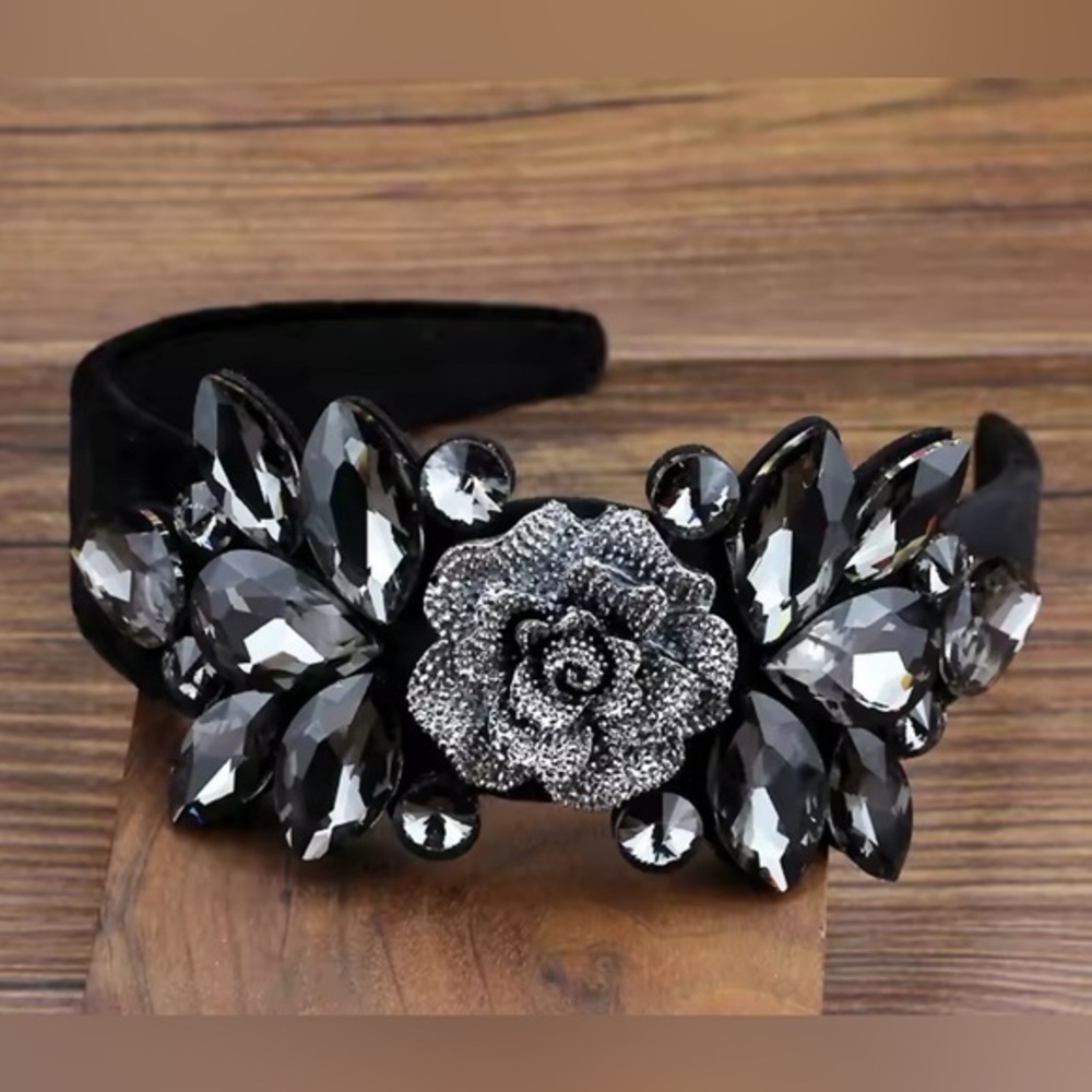 Luxury black rhinestone Headband tiara